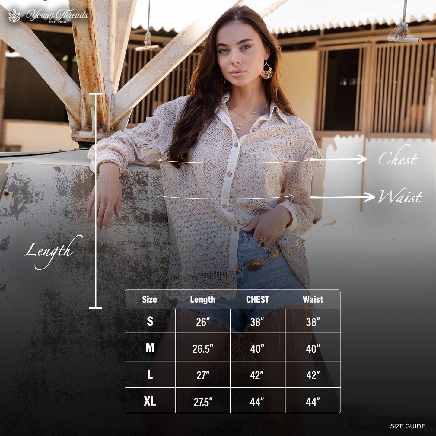 Desert Dream Rhapsody Shirt All Lace Ruffle Shoulder