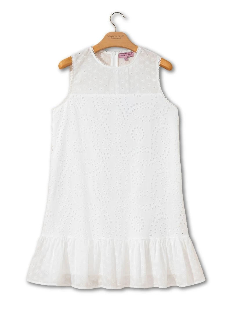Simply Southern Sun White Drop Waist Dress