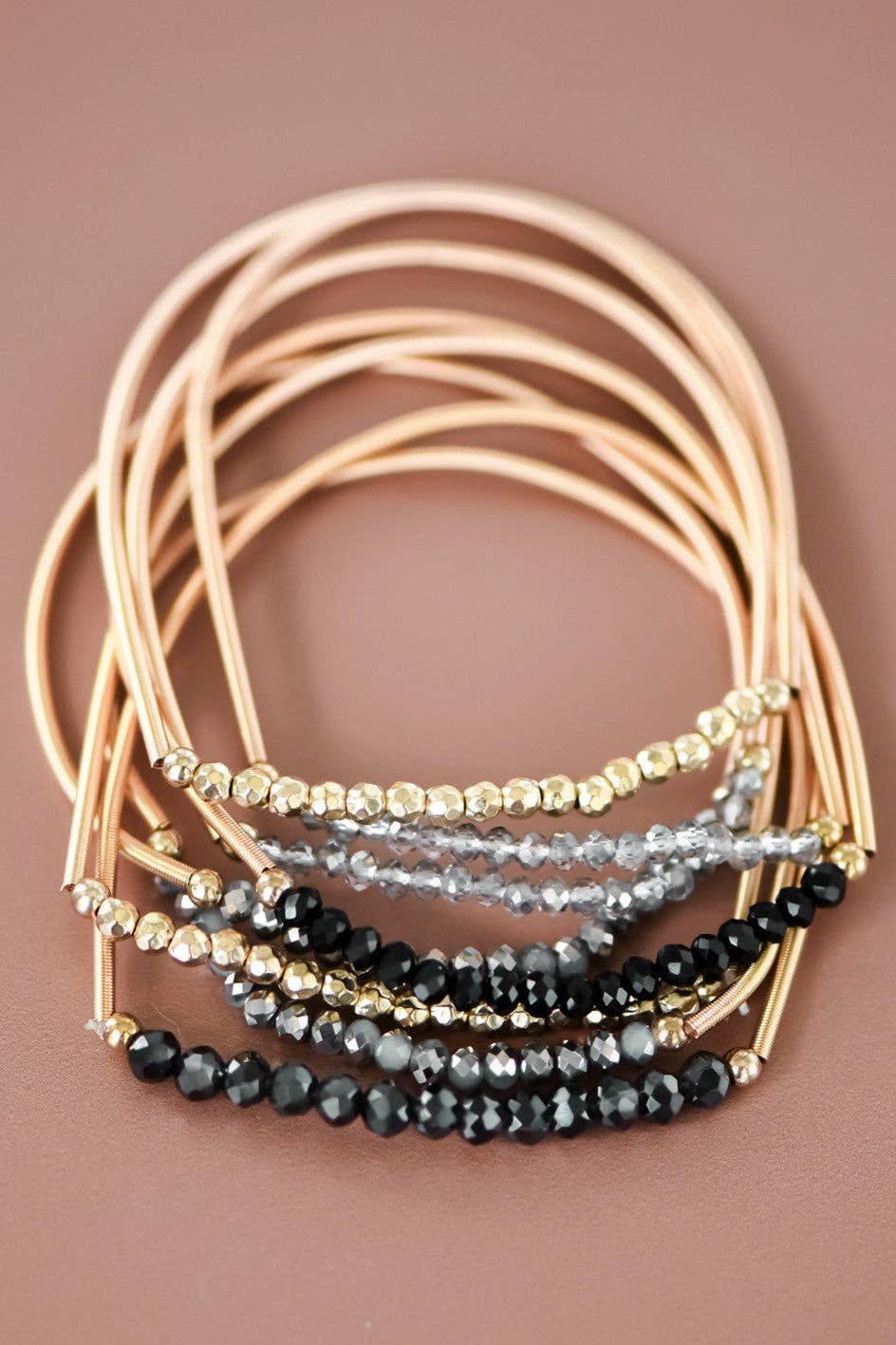 Boho Layered Spring Coil Guitar String Bracelet Set - 926 West