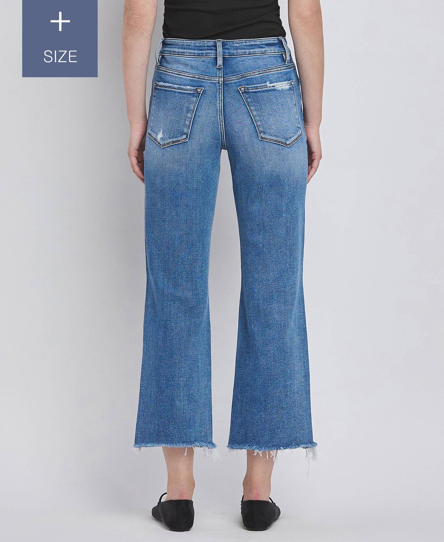 PLUS SIZE HIGH RISE DISTRESSED CROP STRAIGHT JEANS LV1385-P Lovervet by VERVET