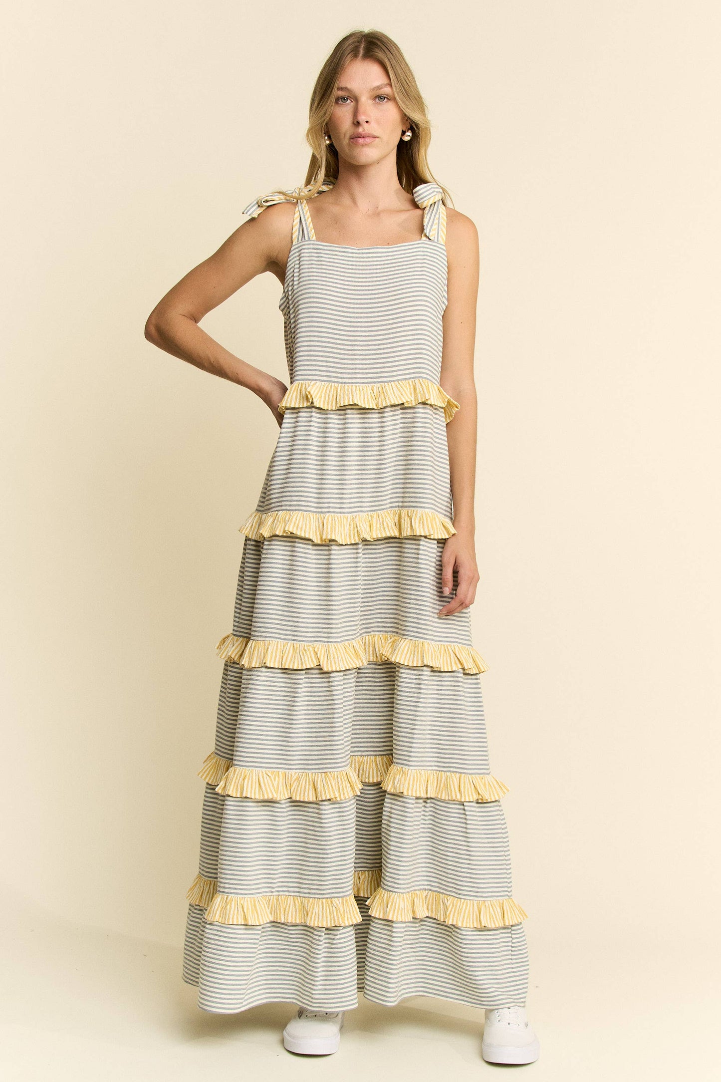 JADE BY JANE - STRIPED TWO TONE TIERED MAXI DRESS - 926 West