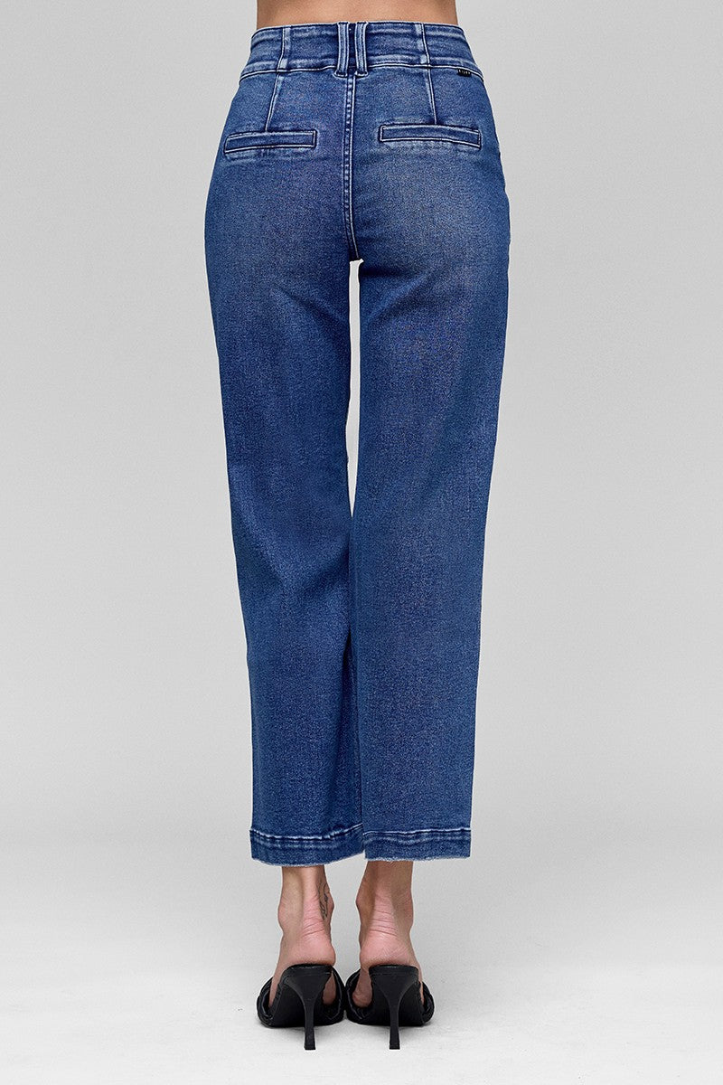 RISEN JEANS -Tummy Control High Rise Crop Boot Wide Waistband Jeans - 926 West