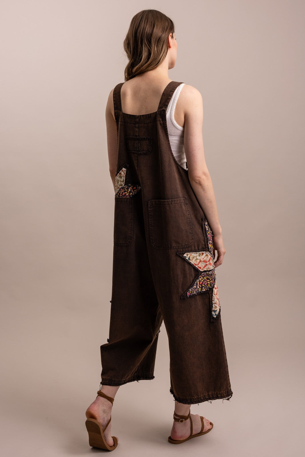 Bluevelvet Patchwork Adjustable Strap Bib Overalls