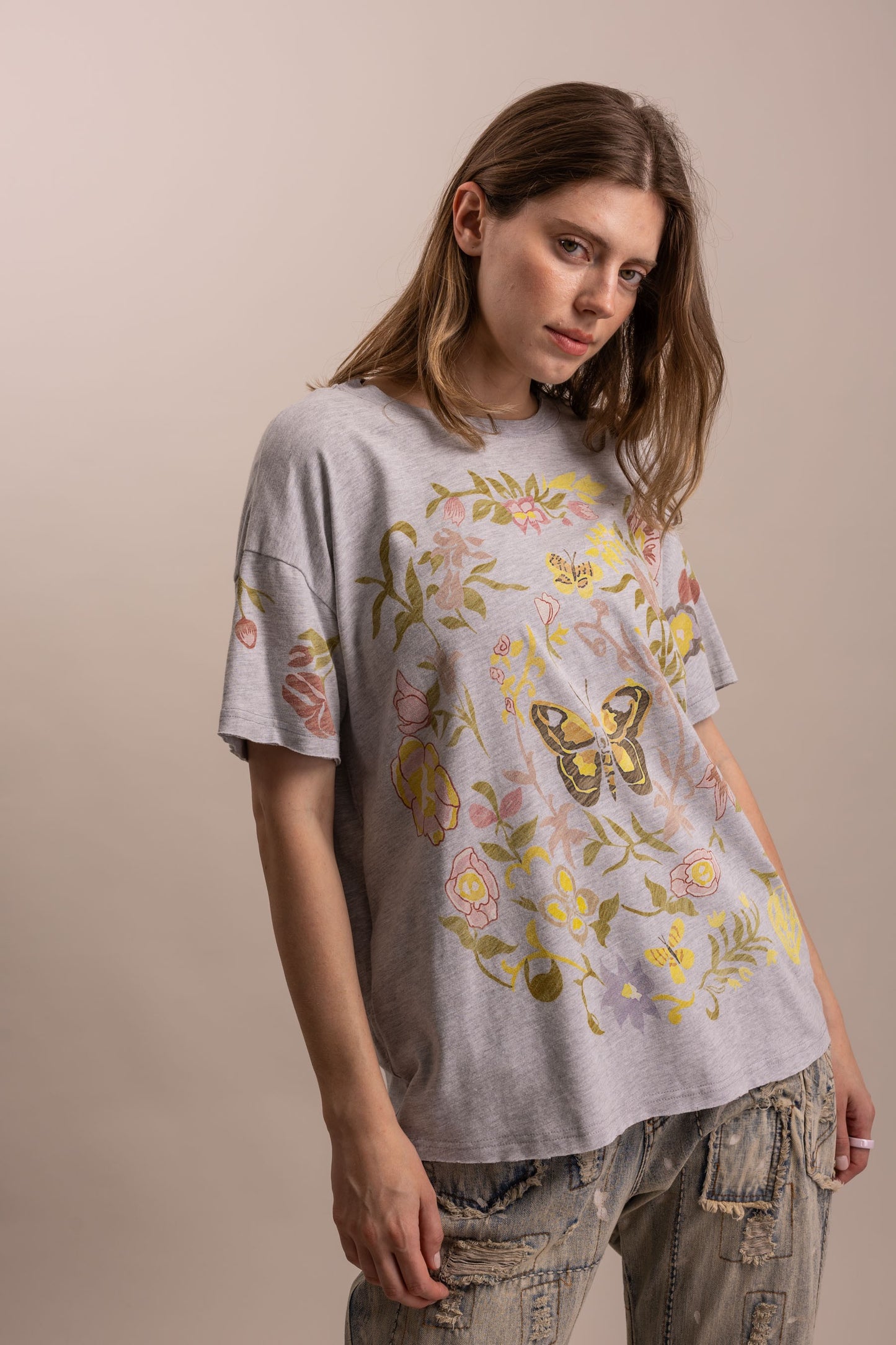 Bluevelvet Butterfly In Garden Print Top