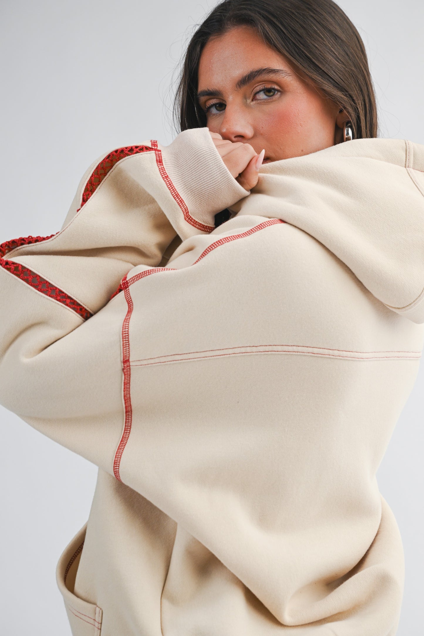 Aemi & Co Contrast Stitch Oversized Hoodie