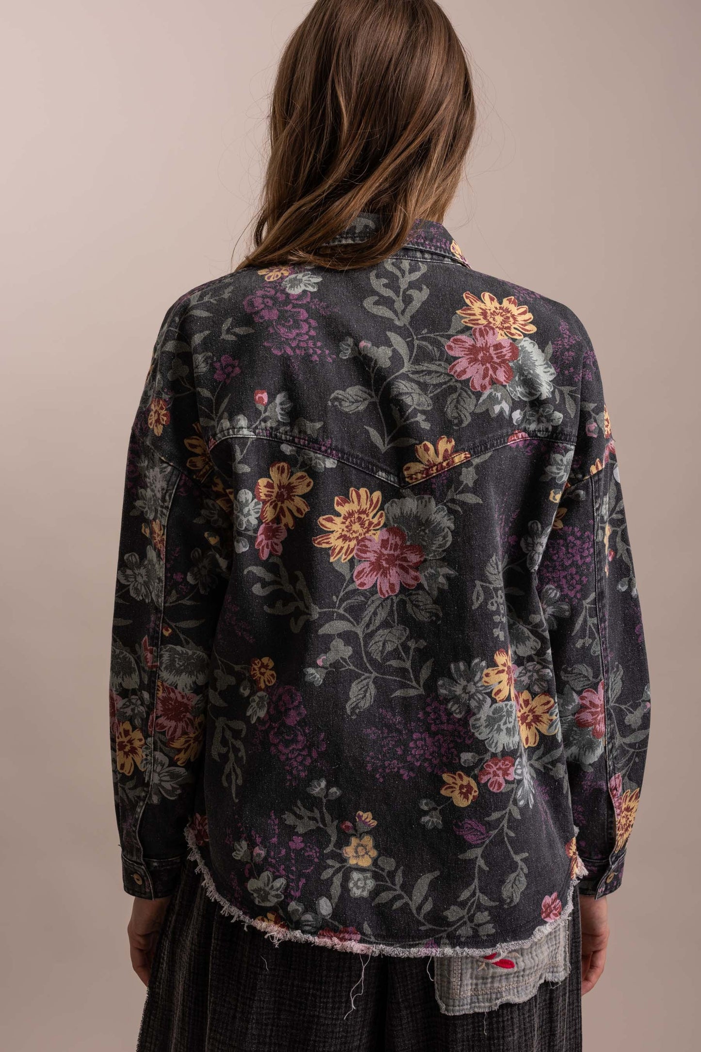 Floral Button Up Collard Neck Jacket
