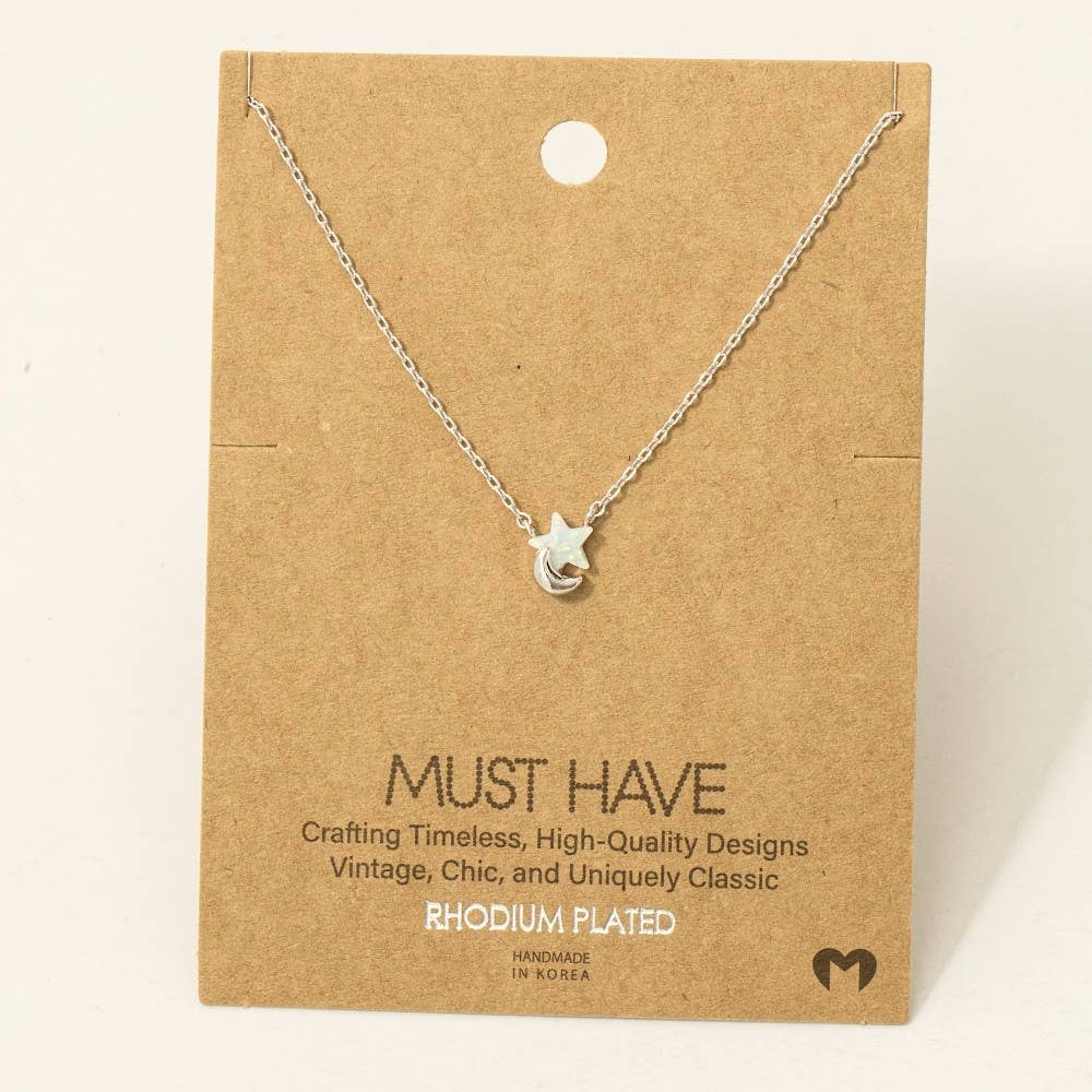 Gold Dipped Mini Star Moon Charm Necklace Fame Accessories