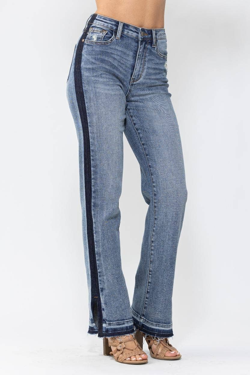 HW Side Seam Detail Straight Judy Blue Jeans