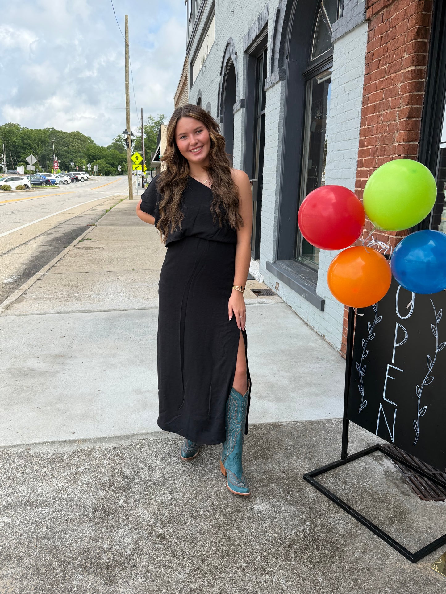 Beeson River - Solid Woven One Shoulder Maxi Dress