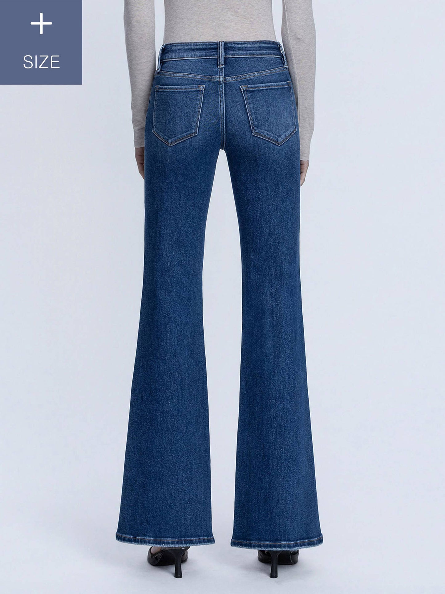 Lovervet by VERVET- PLUS SIZE MID RISE WELT POCKET EASY FLARE JEANS