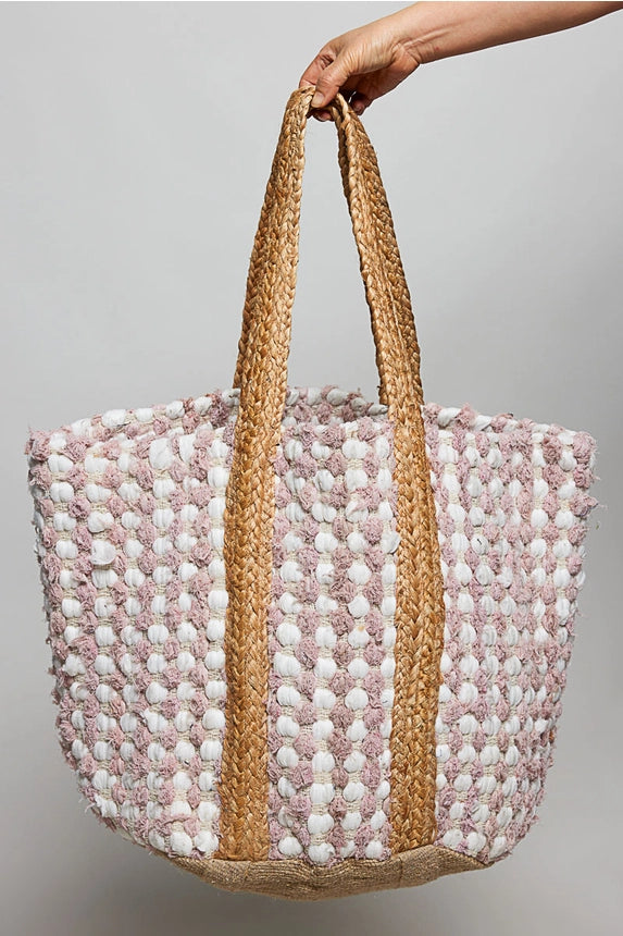 POL Handwoven Tote Bag Fluffy Poka Dot