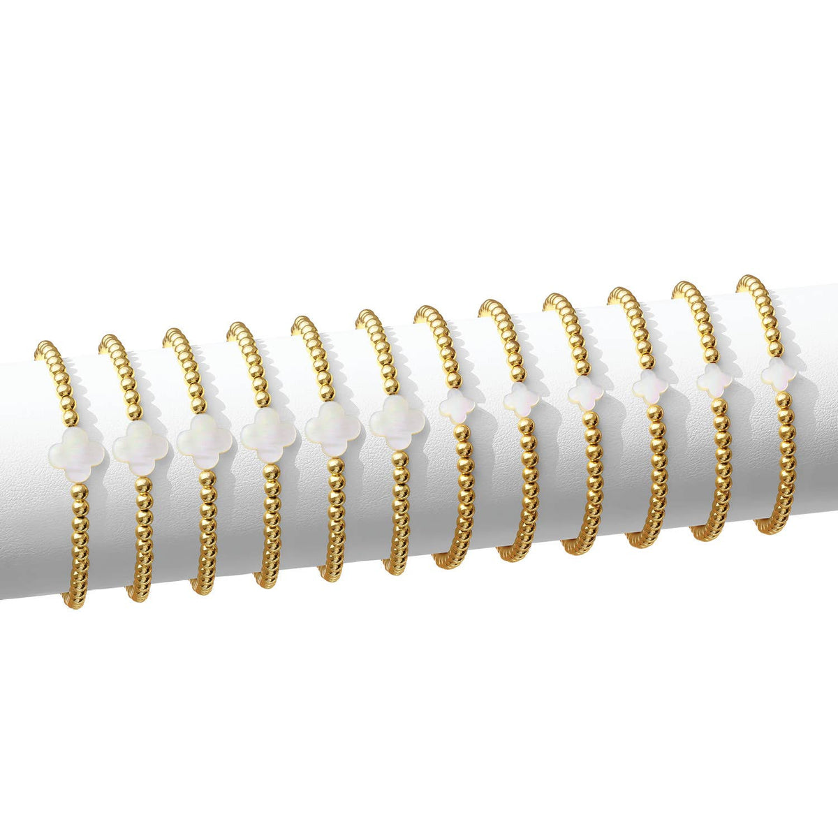 Splendid Iris 4mm Bracelet With Shell Quatrefoil Accents B3381