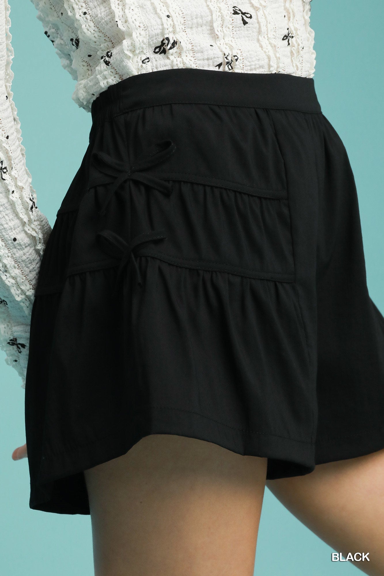 UMGEE - Black Bow Tiered Shorts - 926 West