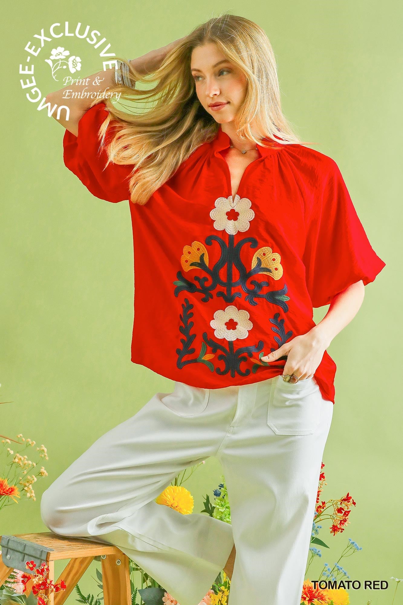 UMGEE -Embroidery Top Red - 926 West