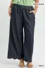 Umgee Indigo Plus Scalloped Soft Pants