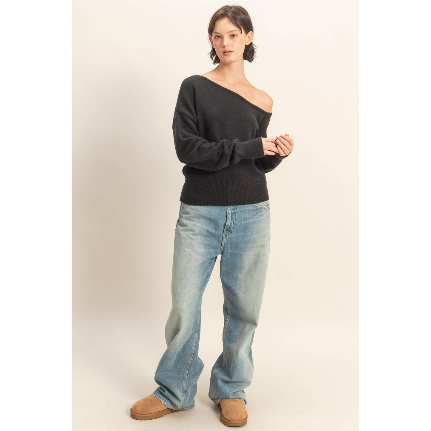 Asymmetric Off-Shoulder Sweater HYFVE