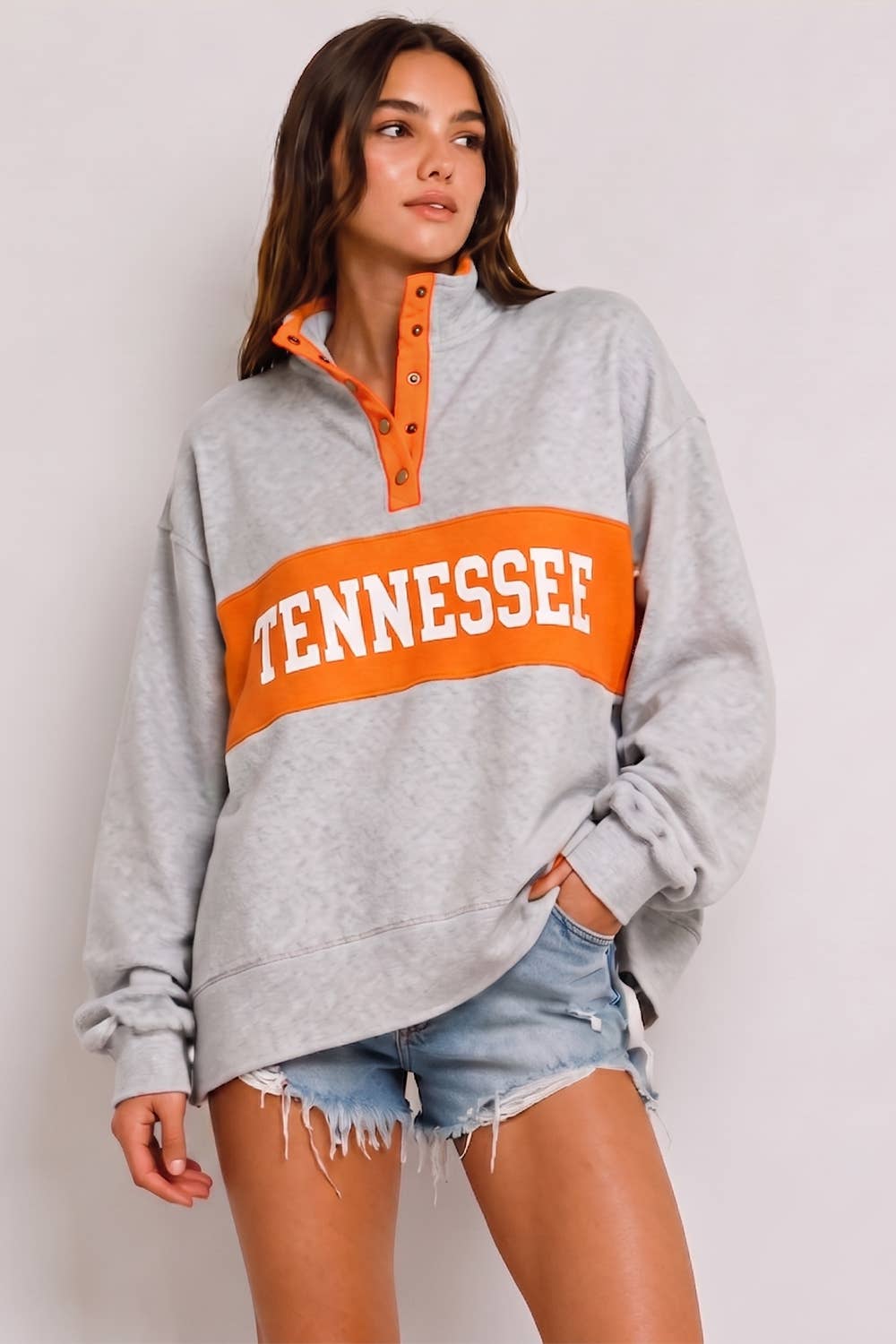 'TENNESSEE' Snap-Placket Color-Block Pullover
