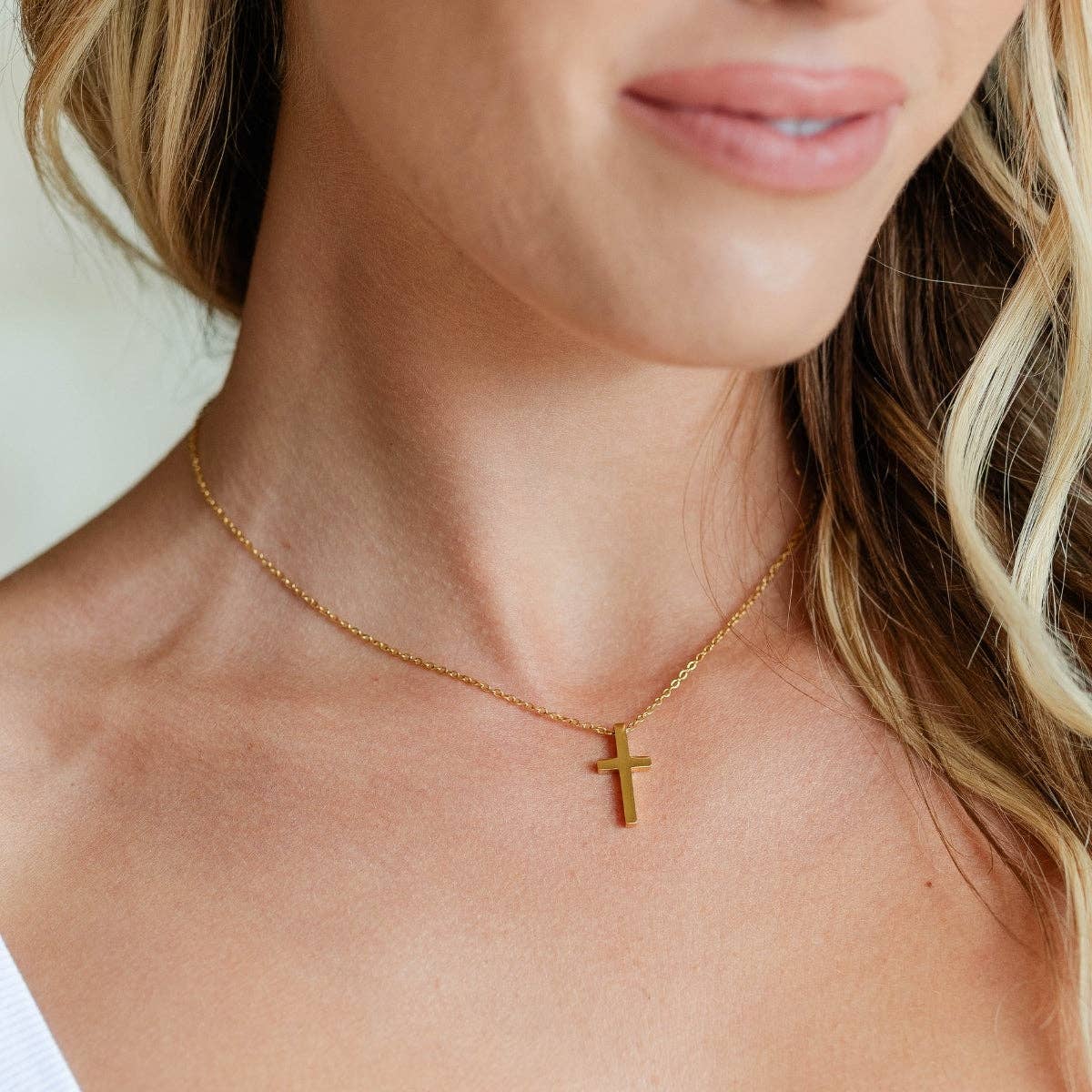 Splendid Iris - Timeless Cross Pendant Necklace, Water Resistant - 926 West