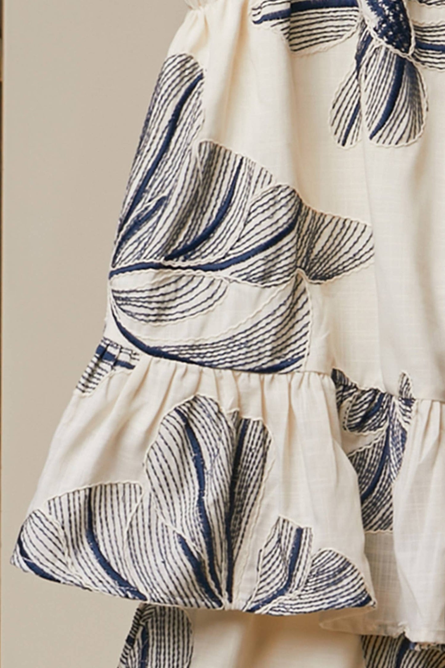 Mello - Floral Print Tie-Shoulder Tiered Top & Bottom- (Set)