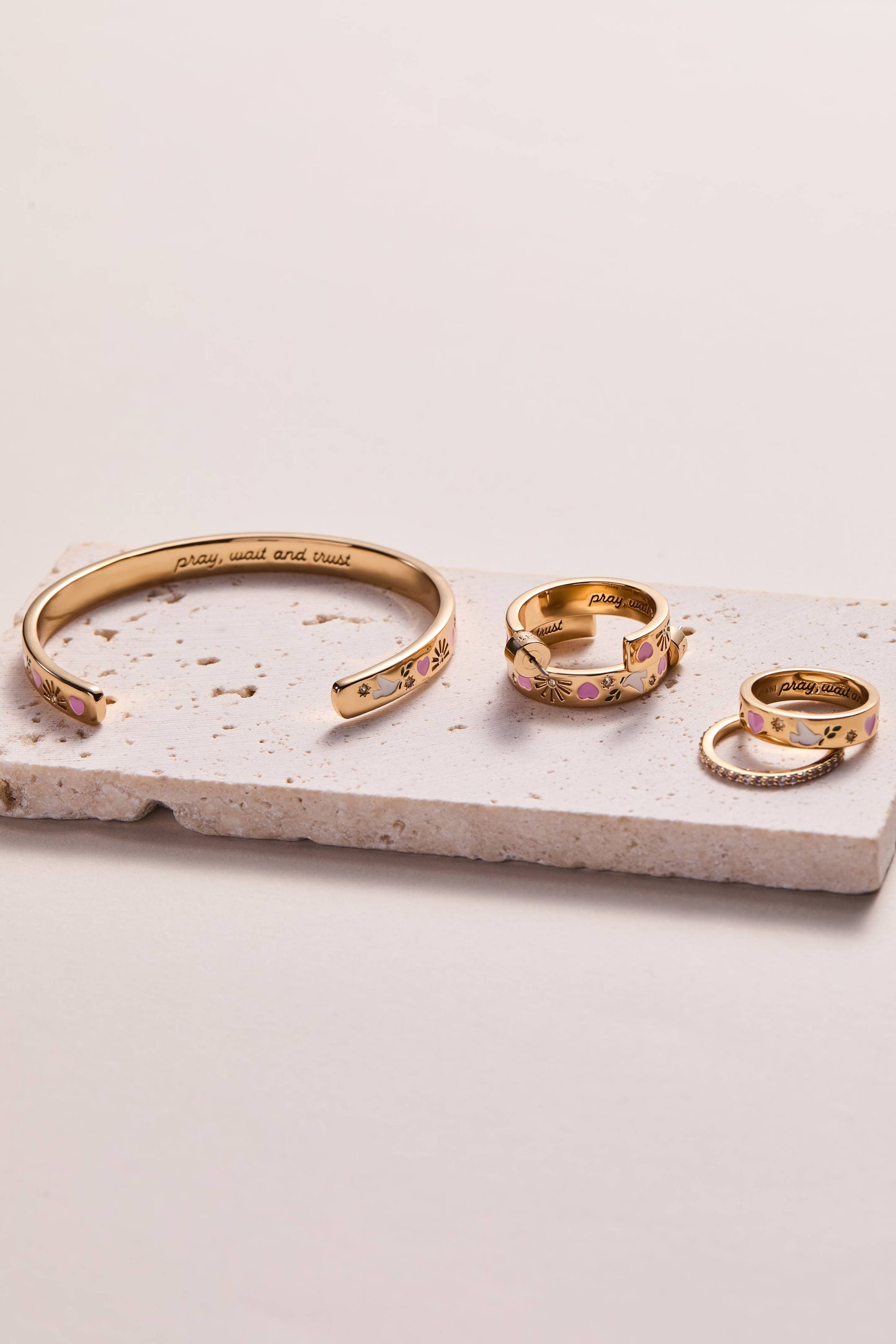 ALEX + ANI - 'Pray, Wait and Trust' Hoop Earrings