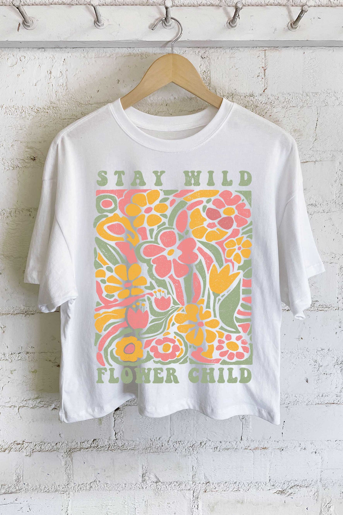 STAY WILD FLOWER CHILD GRAPHIC LONG CROP TOP 926 WEST