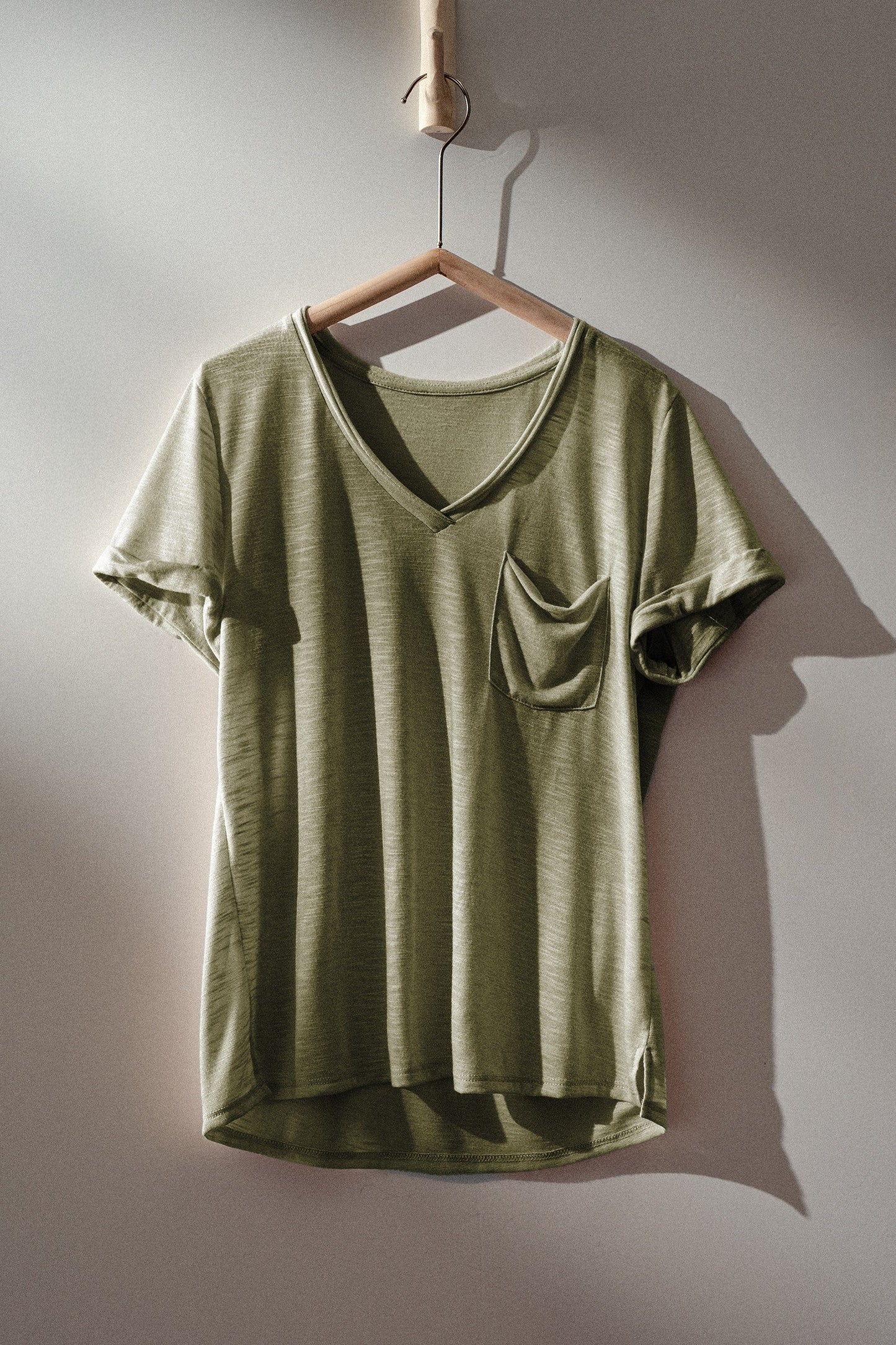 FINAL SALE- RELAXED V NECK SHORT SLEEVE SLUB TOP OLIVE 926 West