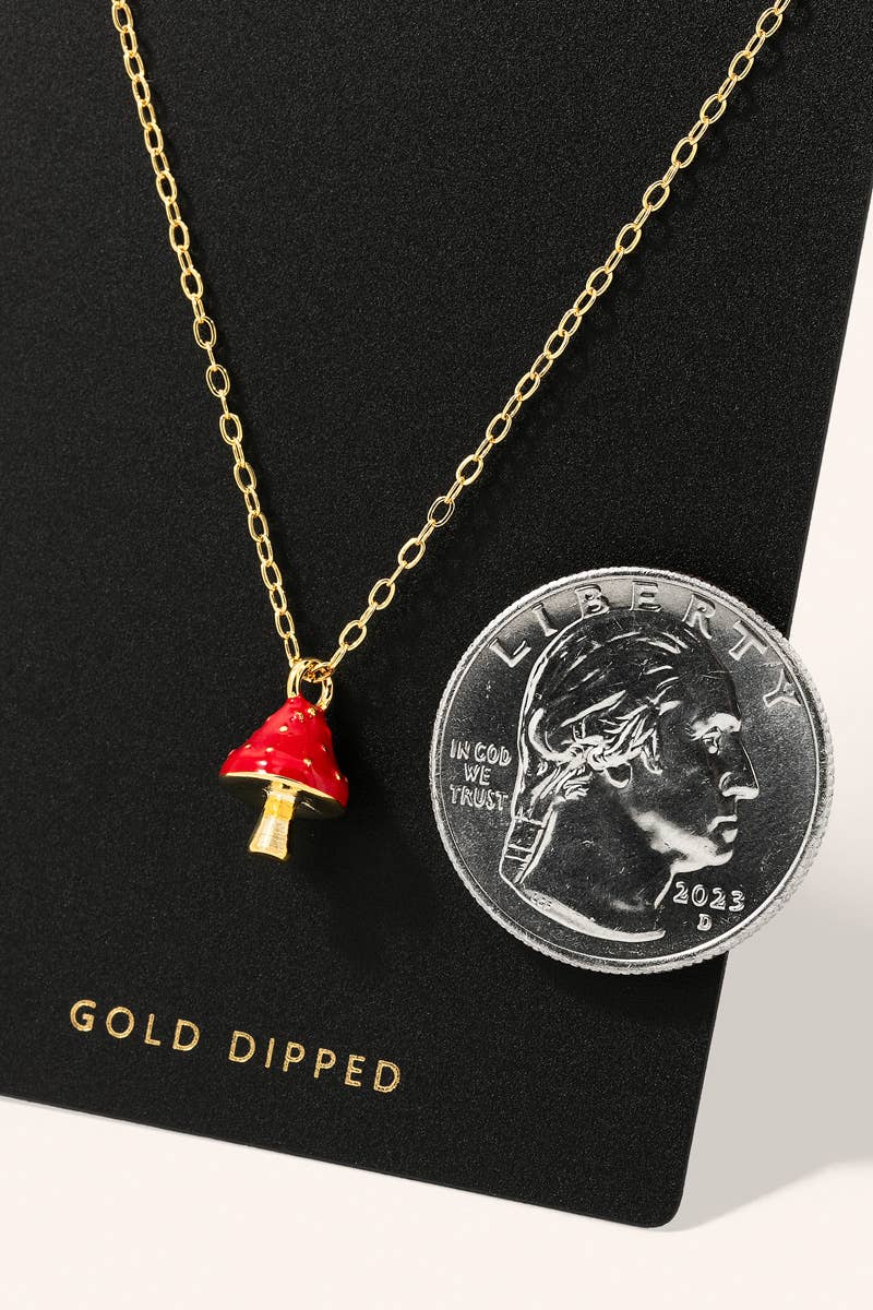 Dainty Chain Mushroom Pendant Necklace Fame Accessories