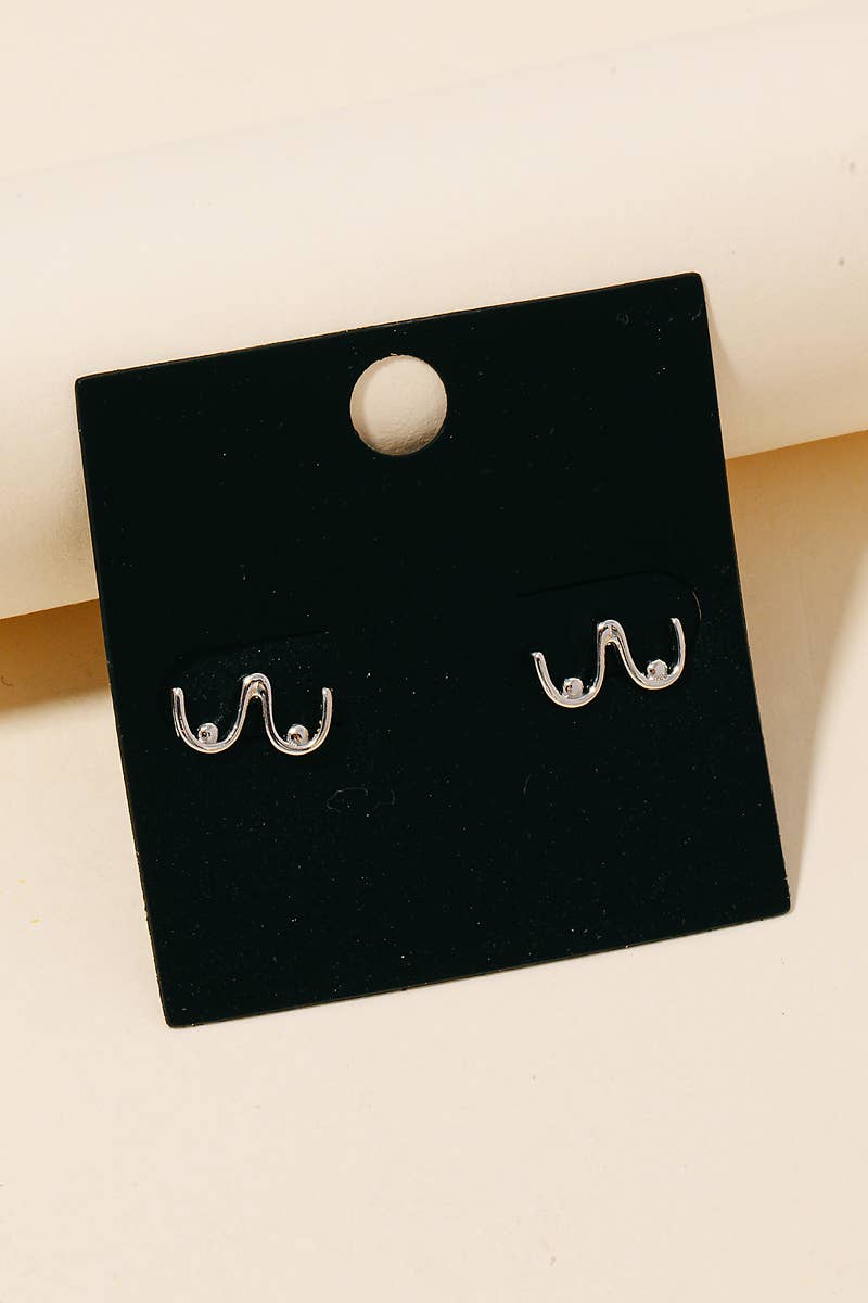 Gold Dipped Breast Outline Stud Earrings Anarchy Street