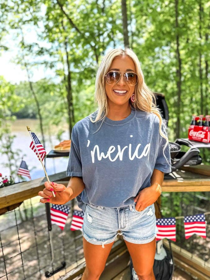 Merica Puff Letter Graphic Tee 926 WEST