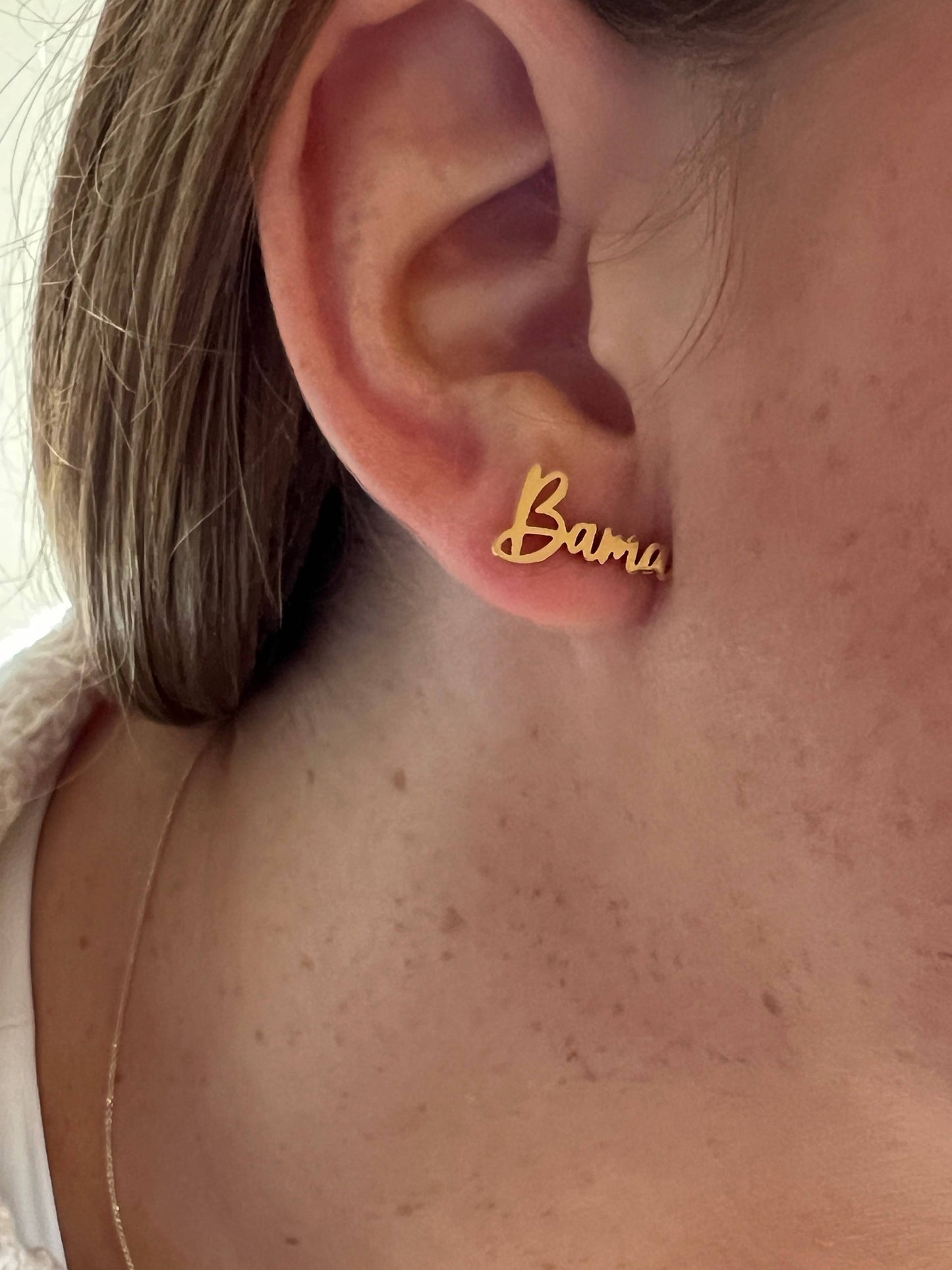 Bama Fan Gold Stud Hypoallergenic Earrings, Bama Fan Gifts Steele Sloan Designs