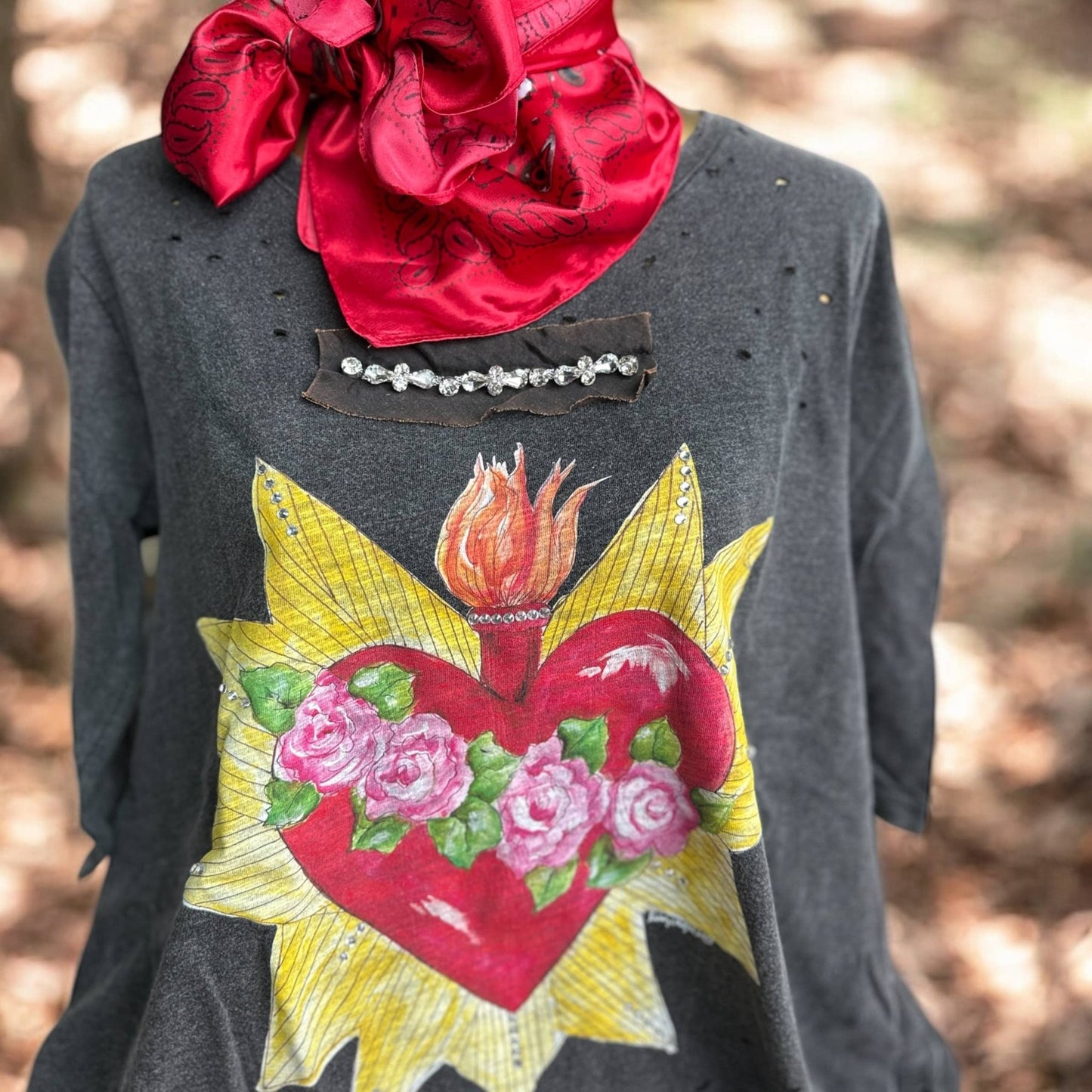 Blazing Heart 3/4 Sleeve shirt - 926 West