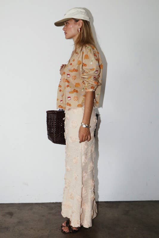 Rosette Textured Maxi Skirt