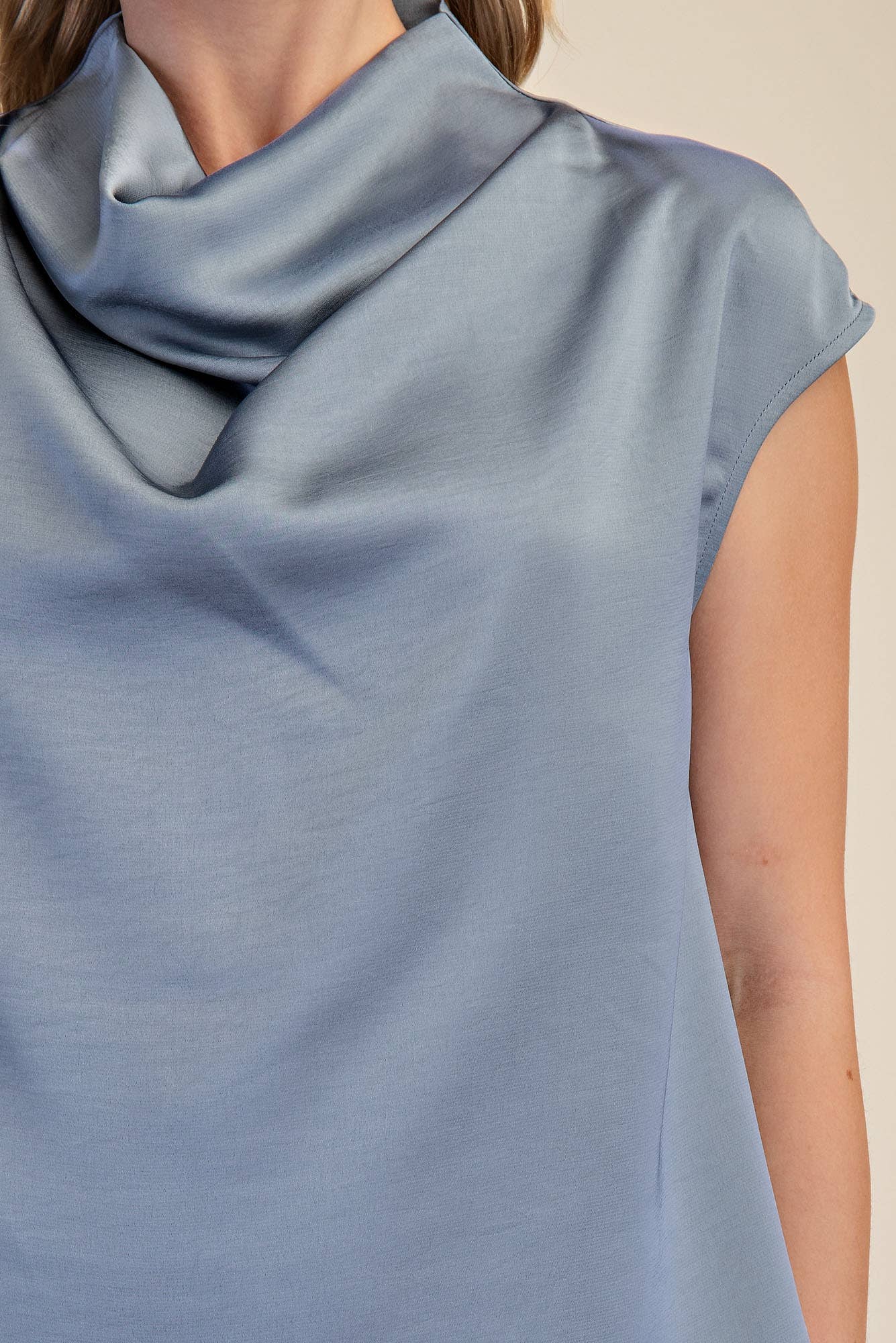 Cowl Neck Sleeveless Top - Elegant Draped Neckline Blouse
