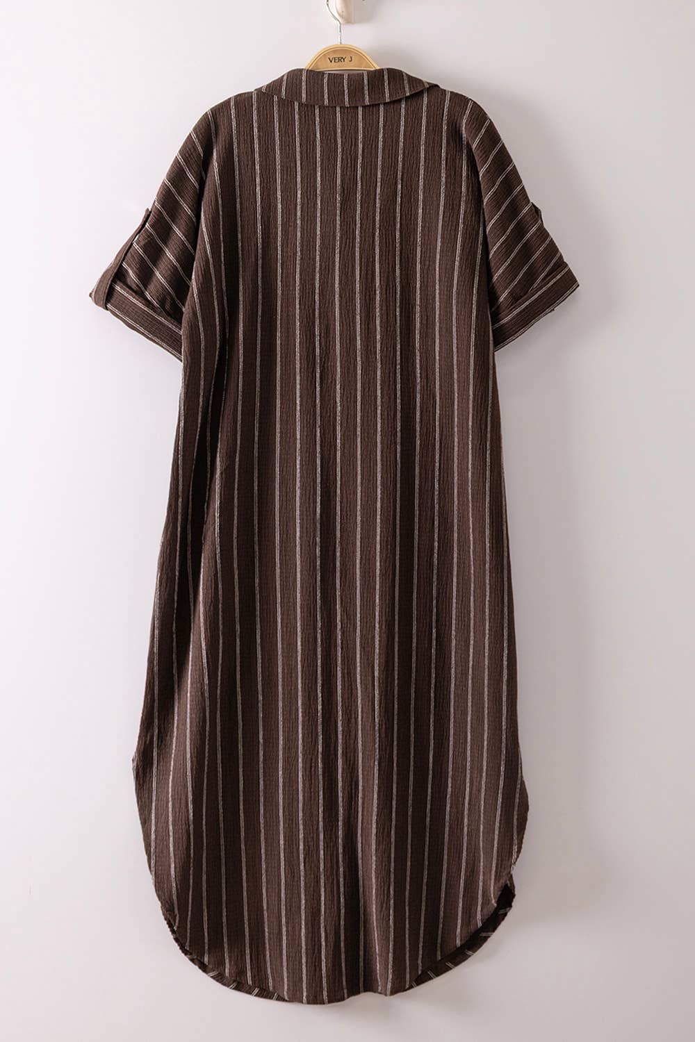 VERY J - Striped Linen Midi Button Down Shirt Dress - 926 West