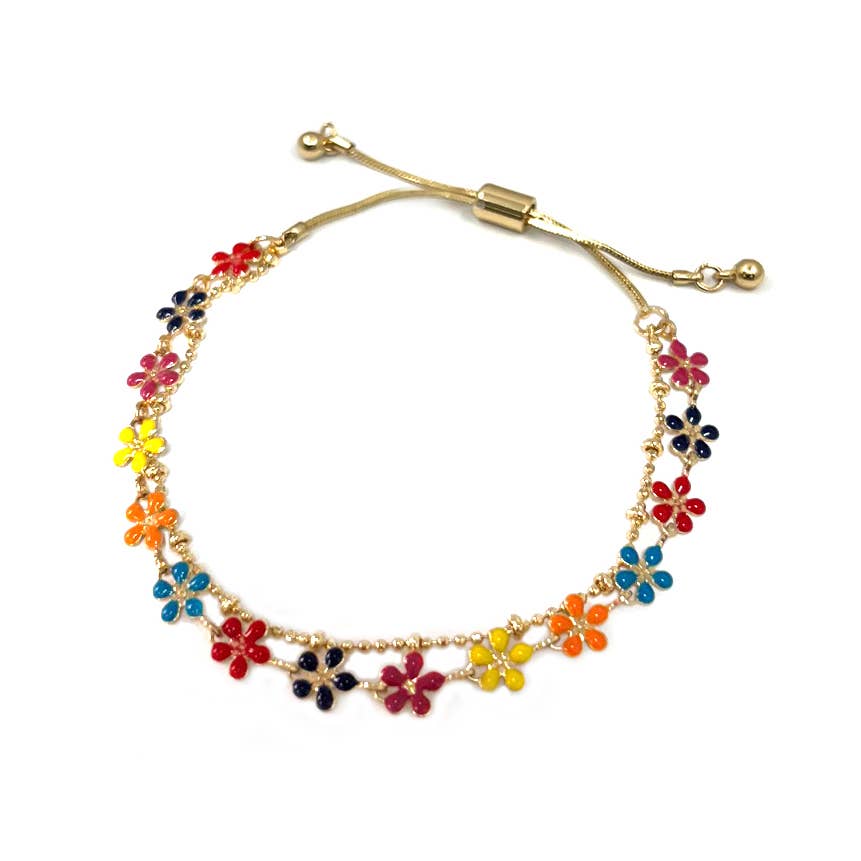 Color Epoxy Enamel Flower Adjustable Chain Bracelets - 926 West