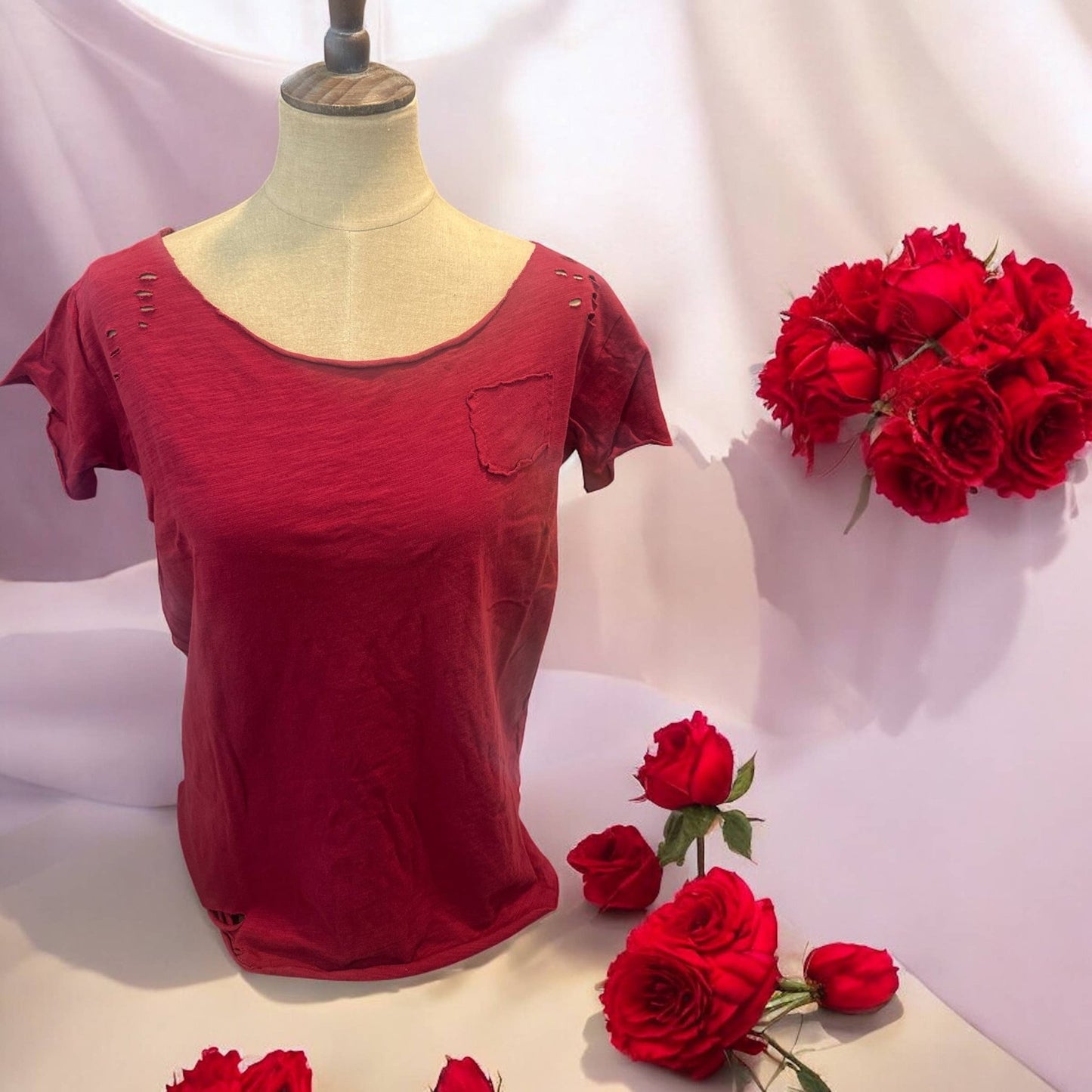 Cranberry Rip Tattered Shirt - 926 West