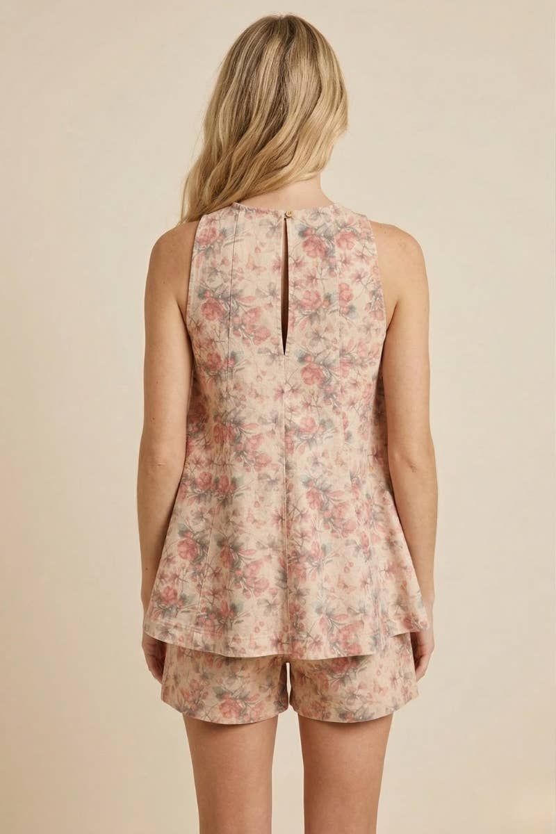 Sizzler Set In Stock - FLORAL DENIM TOP & SHORTS SET