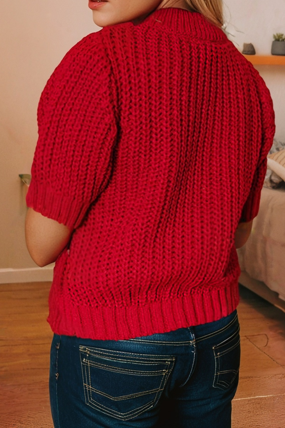 LDC Cable Knit Christmas Holiday Puff Short Sleeve Sweater Little Daisy Closet