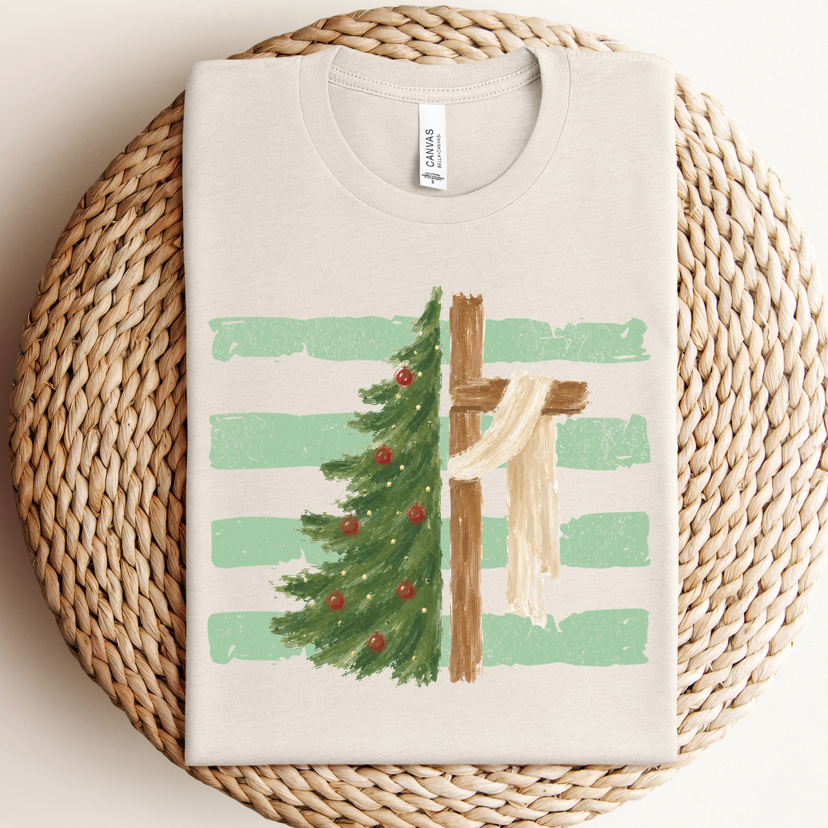 Religious Christmas Tree w/ Cross Sweatshirt