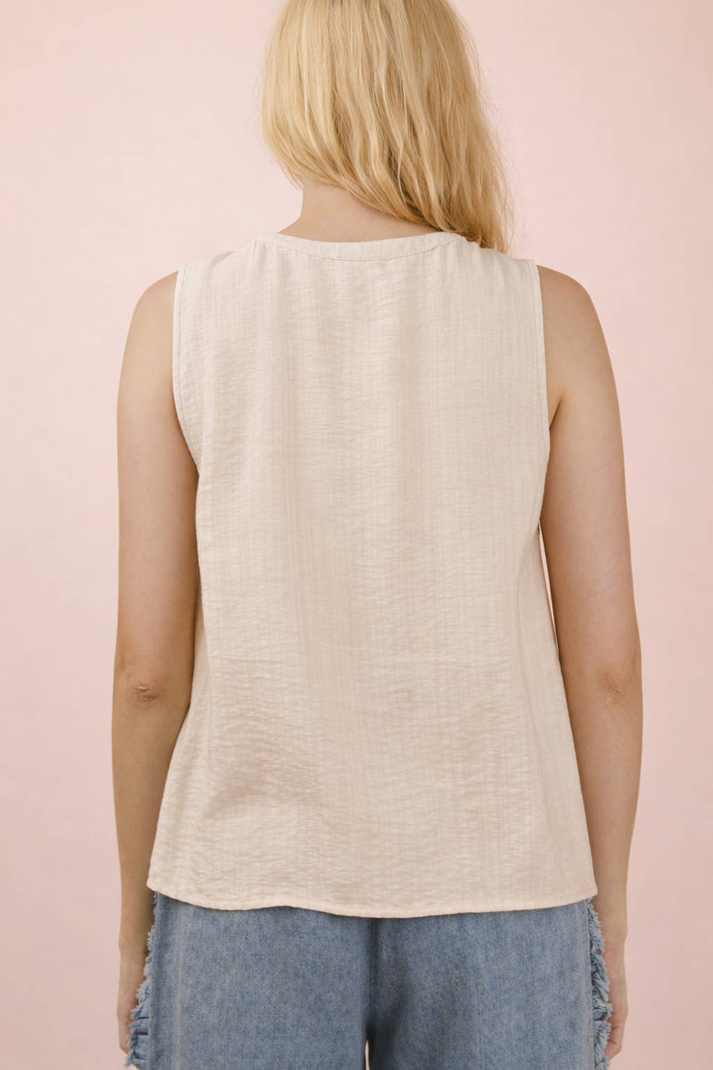 Very J Half-Button Pintuck Sleeveless Woven Top (JR Fit)