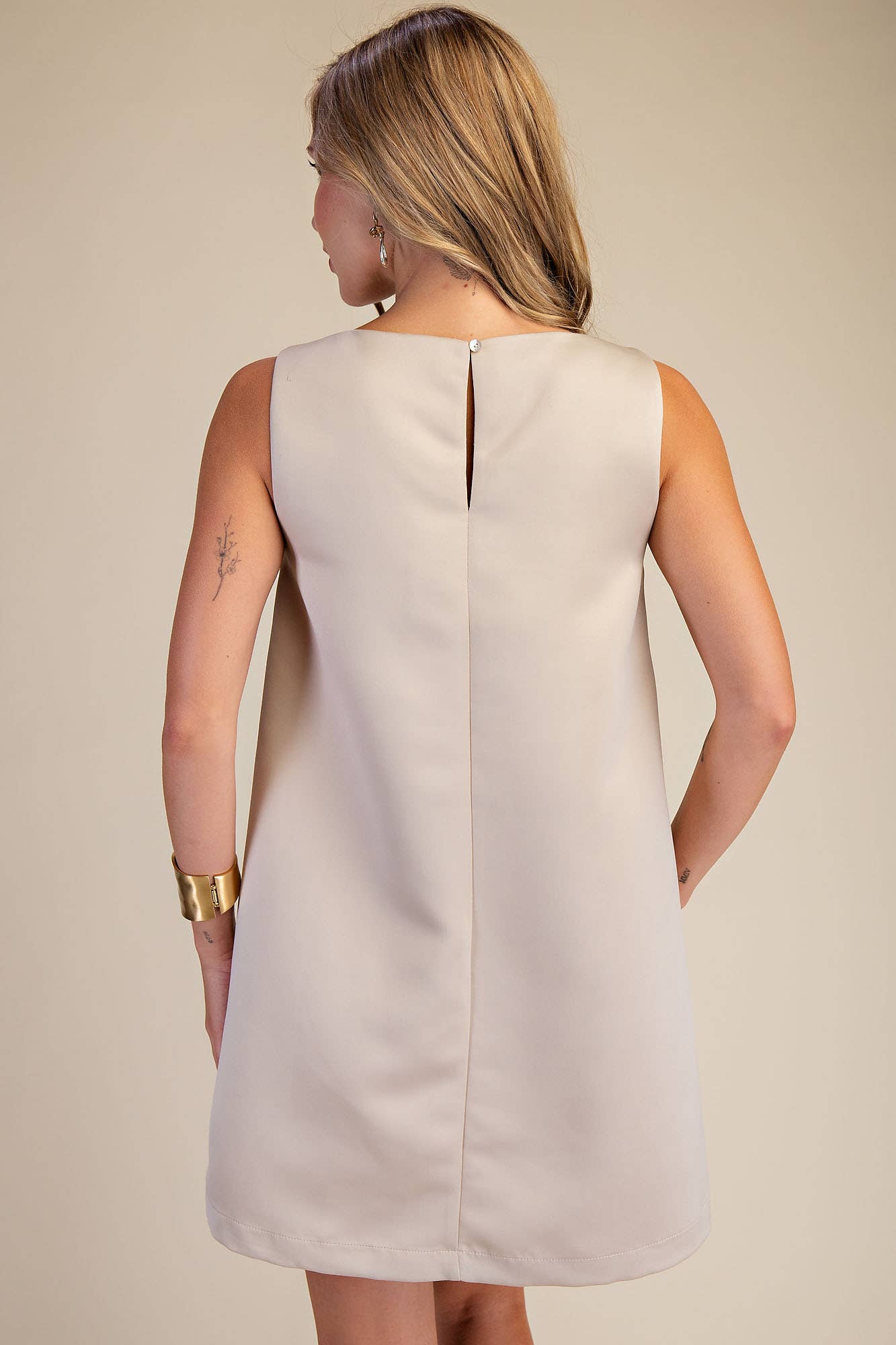 GLAM - Round Neck Shift Mini Dress