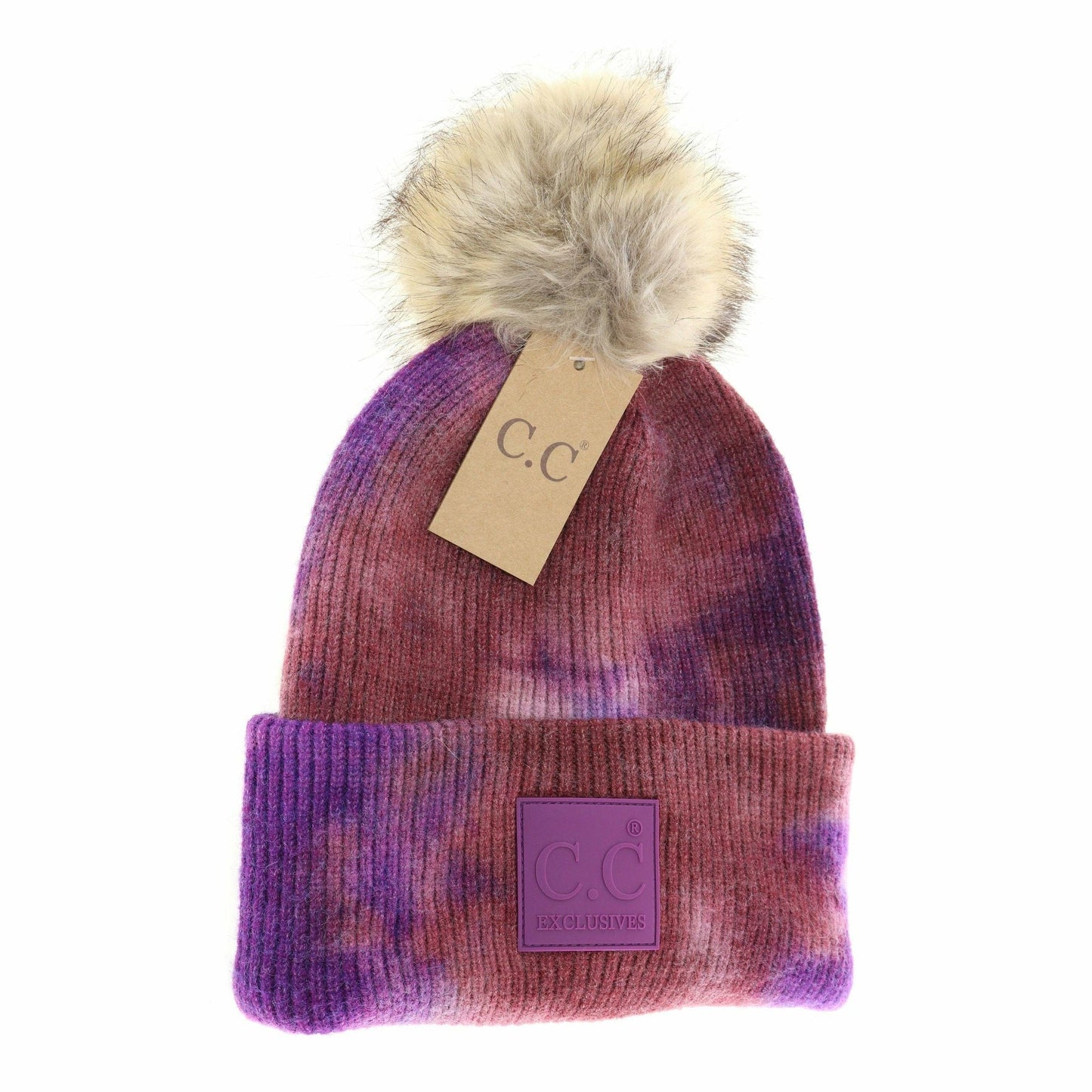 Tie Dye Fur Pom C.C Beanie HAT7380POM C.C Beanie