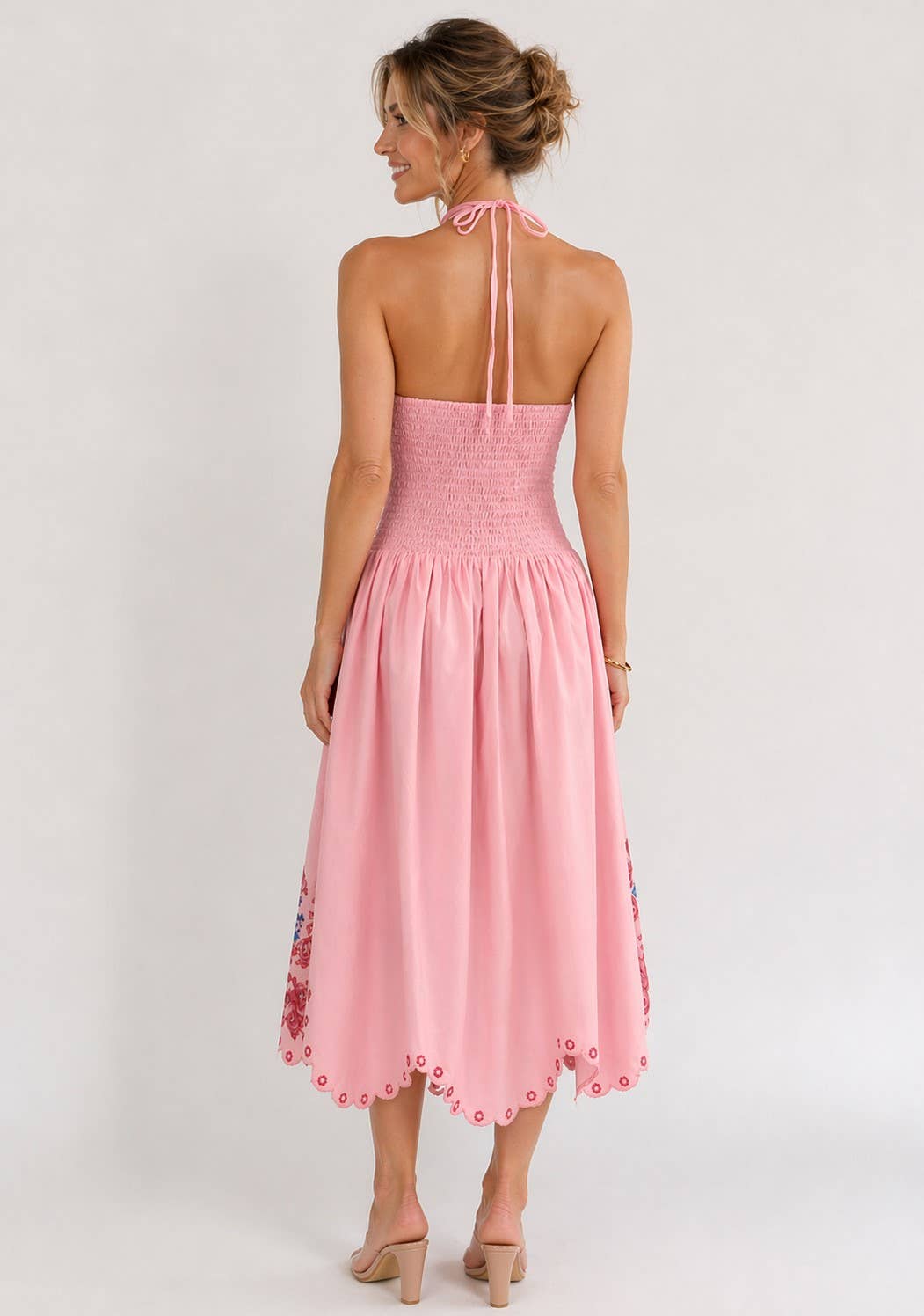 Fate Scalloped Edge Embroidered Halter Dress - 926 West