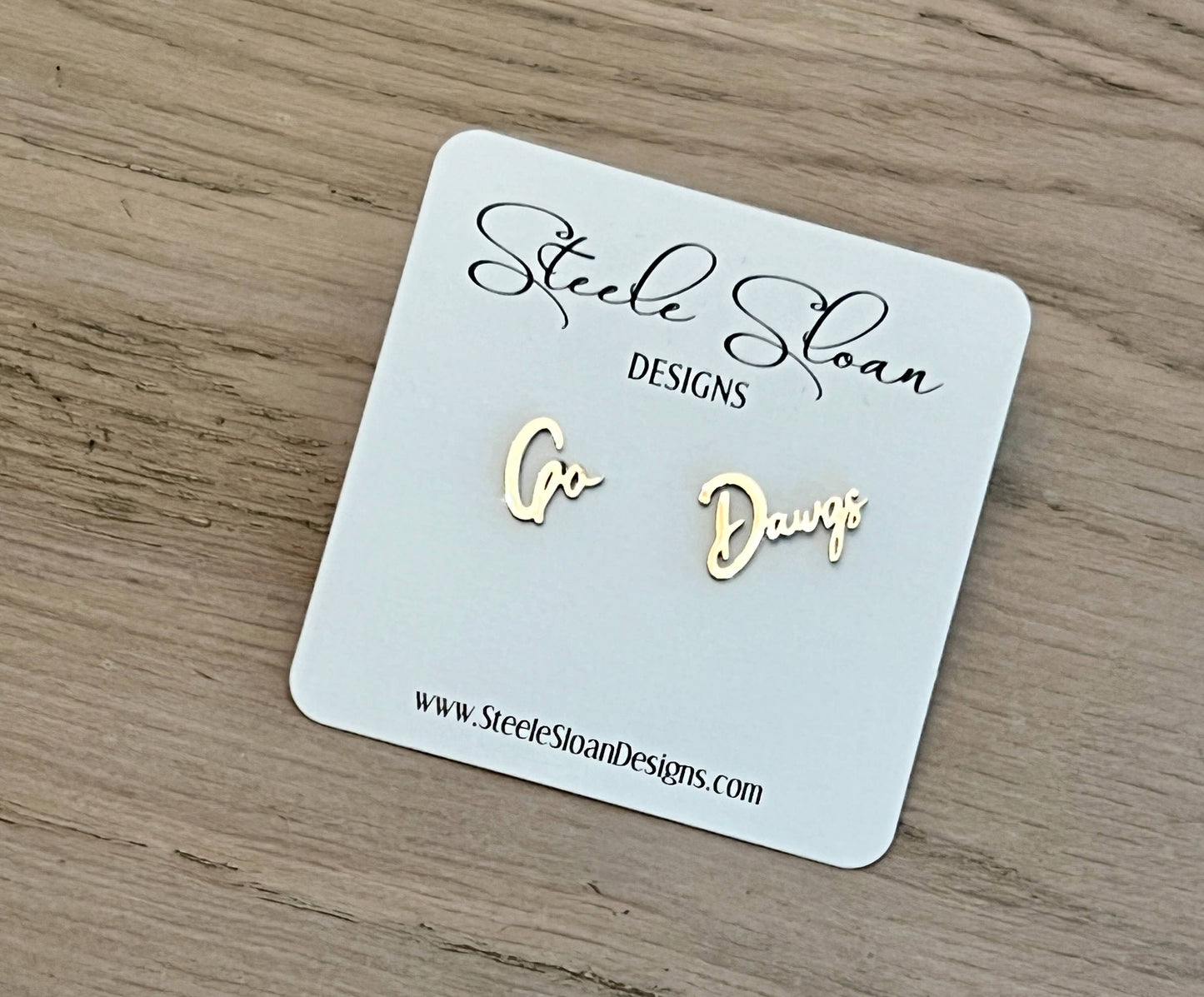Go Dawgs Cute Game Day Gold Stud Earrings Dawgs Fans Steele Sloan Designs