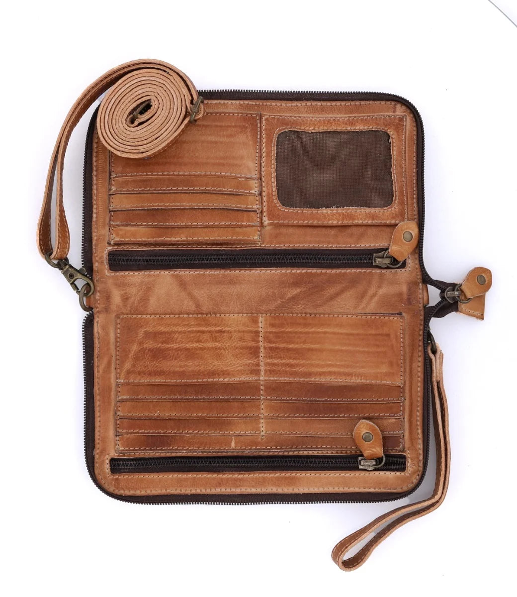 BedStu Templeton II Tan Rustic Crossbody Wristlet