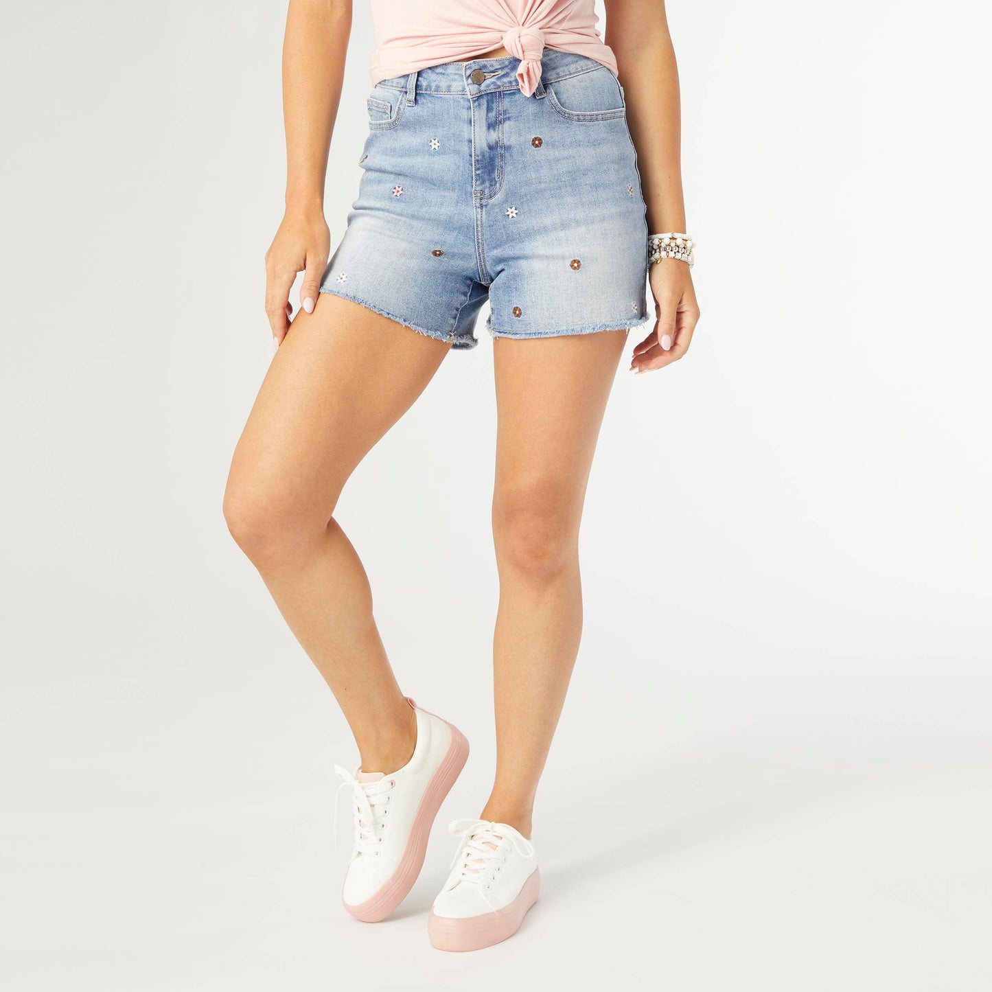 Coco + Carmen Bambu Soft Shorts with Ditsy Flower Embroidery