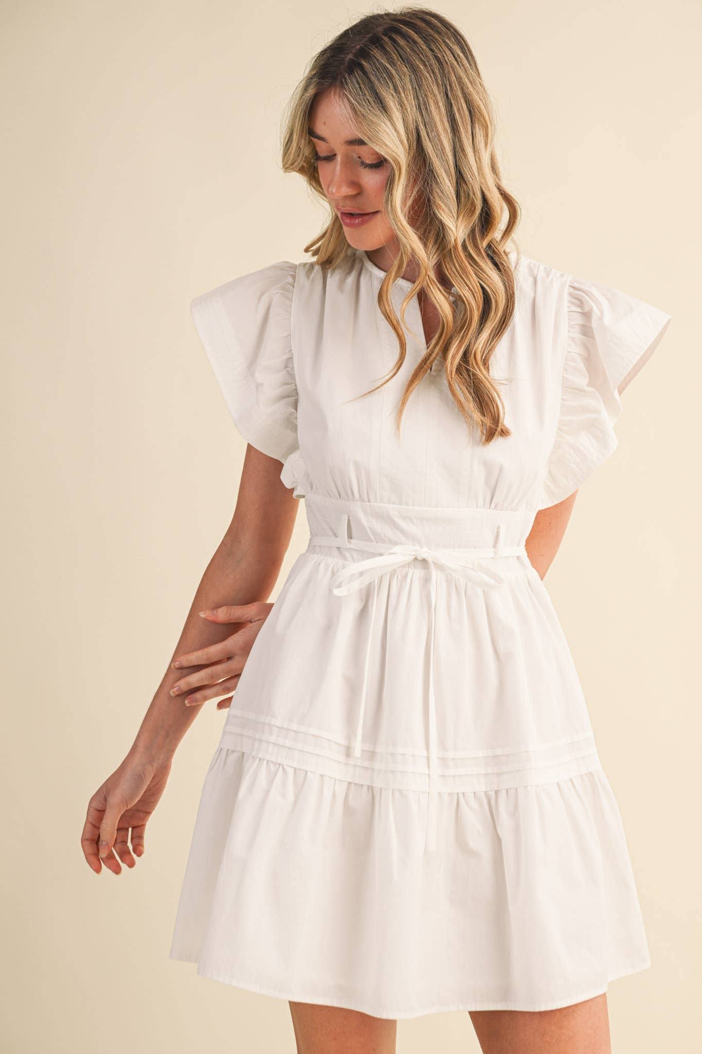 & MERCI EMBROIDERED SEAM PIN TUCK DETAIL MINI DRESS - 926 West