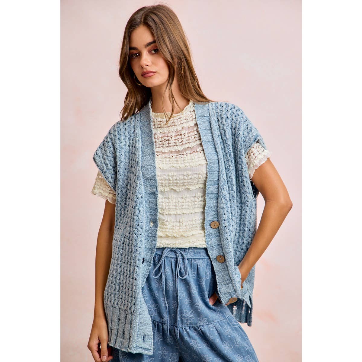 Short Sleeve Ruffle Floral Lace Top