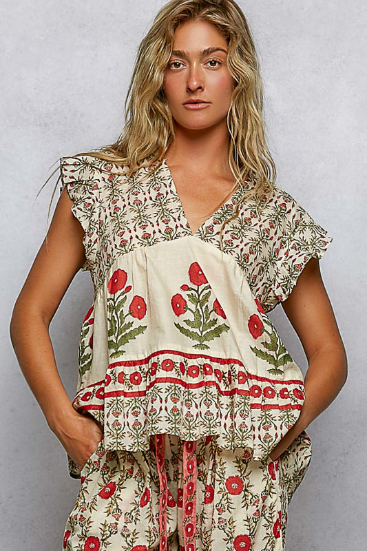 POL - Printed Woven Cotton Top