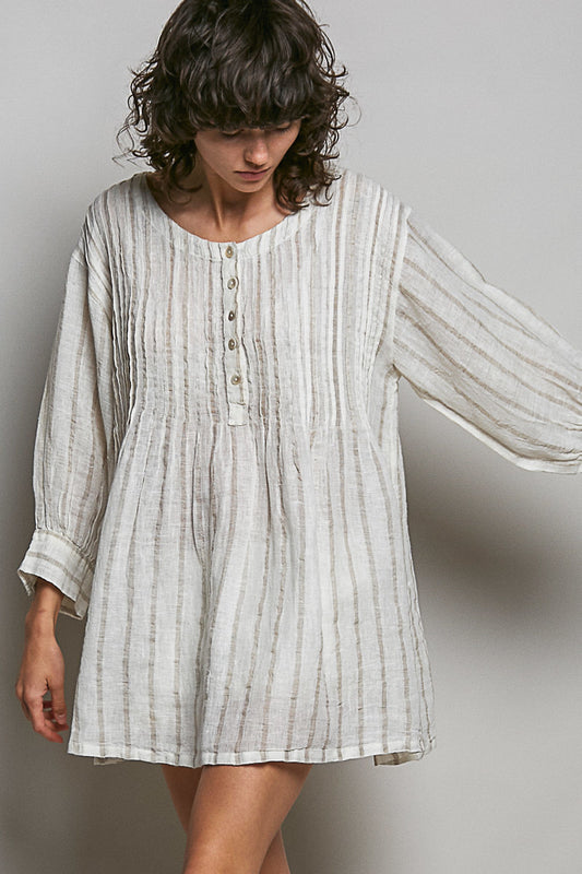 POL - Cotton & Linen Striped Dress